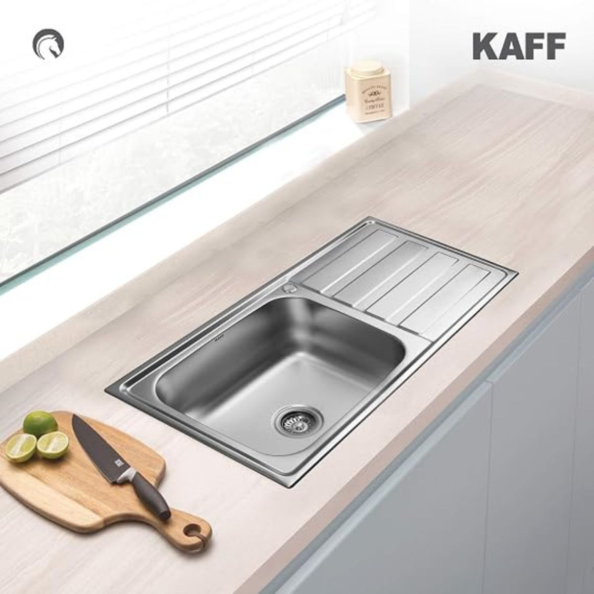 KAFF KSD 10 SBD Single Bowl with Drain Board Stainless Steel Sink