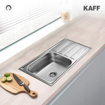 KAFF KSD 10 SBD Single Bowl with Drain Board Stainless Steel Sink