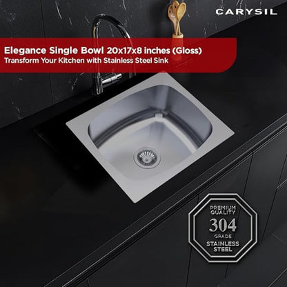 Carysil Elegance Series Single Bowl Kitchen Sink, Stainless Steel Kitchen Sink