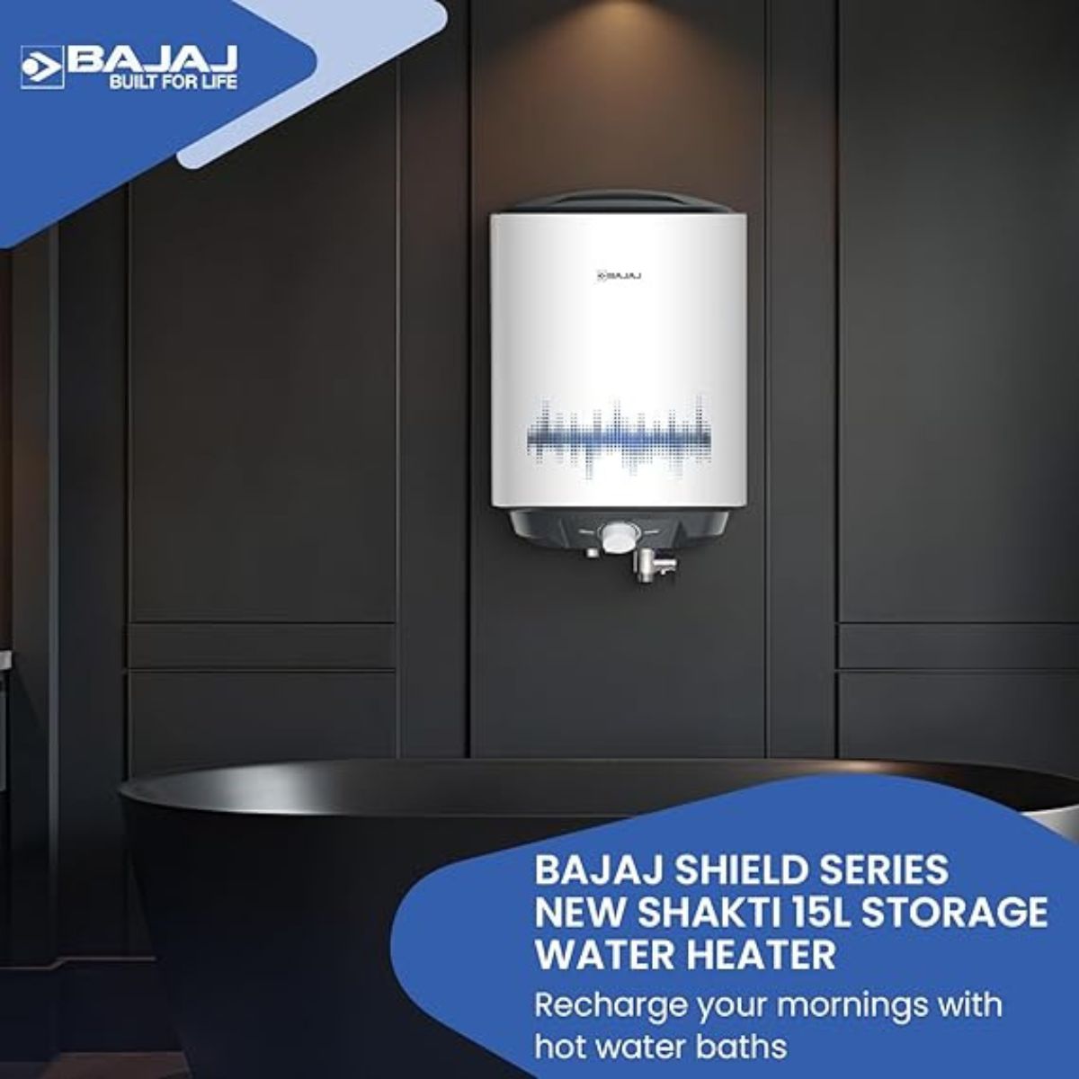 Bajaj Shield Series New Shakti 15L Storage Wall Mount Water Heater For Home