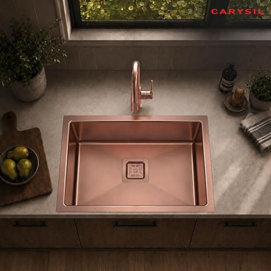 Carysil PVD Finish Handmade Stainless Steel Sink N100 Ultra 24 x 18 x 8 Inch