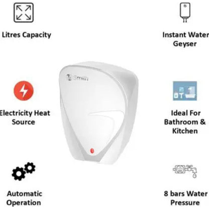 AO Smith faston 3kw 3 L Instant Water Geyser  (White)