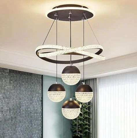 Modern Black LED Twisted Curl Pendant Ball Lights