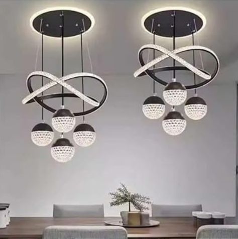 Modern Black LED Twisted Curl Pendant Ball Lights