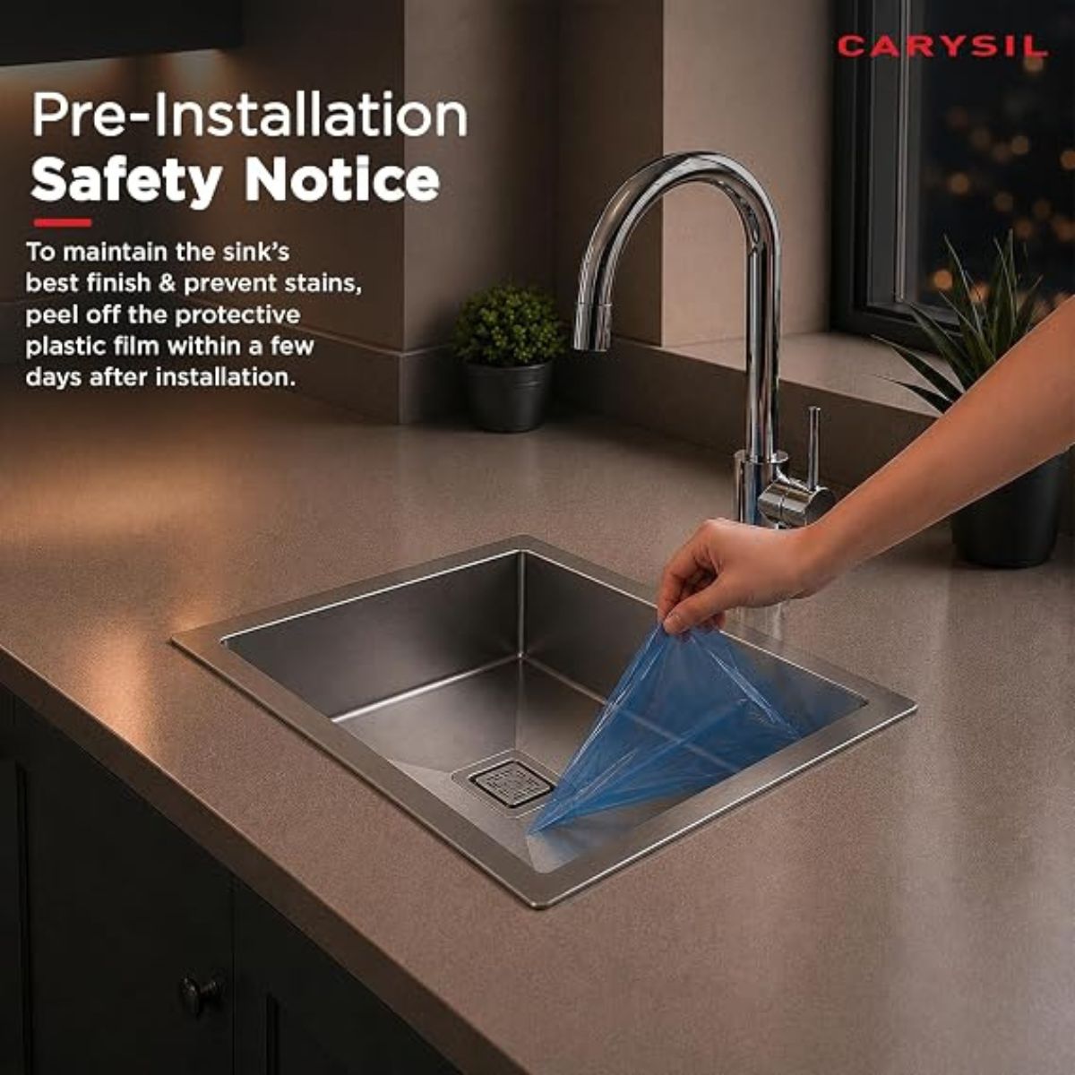 Carysil Micro Radius R10 Handmade 304 Stainless Steel Sink 21x18x8 Inches