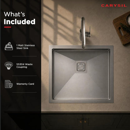 Carysil Micro Radius R10 Handmade 304 Stainless Steel Sink 21x18x8 Inches