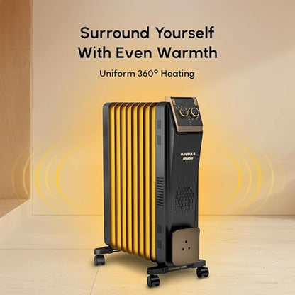 Havells 13 Fin Hestio Straight Fin OFR (Oil Filled Radiator)|Room Heater|2900 W|3 Heat Settings & PTC Fan Heater