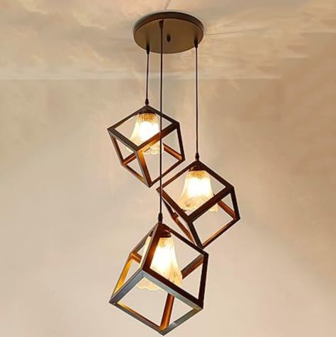 KrefihR 3D Square Glass Well Decorative Ceiling Lamp
