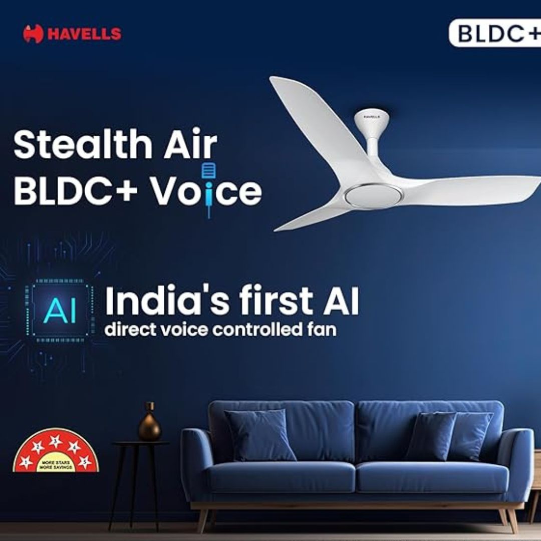 Havells 1200mm Stealth Air BLDC Ceiling Fan | Voice Controlled, Remote