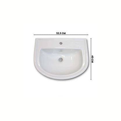 Cera Cadal Snow White Wash Basin With Full Pedestal | Height 850mm