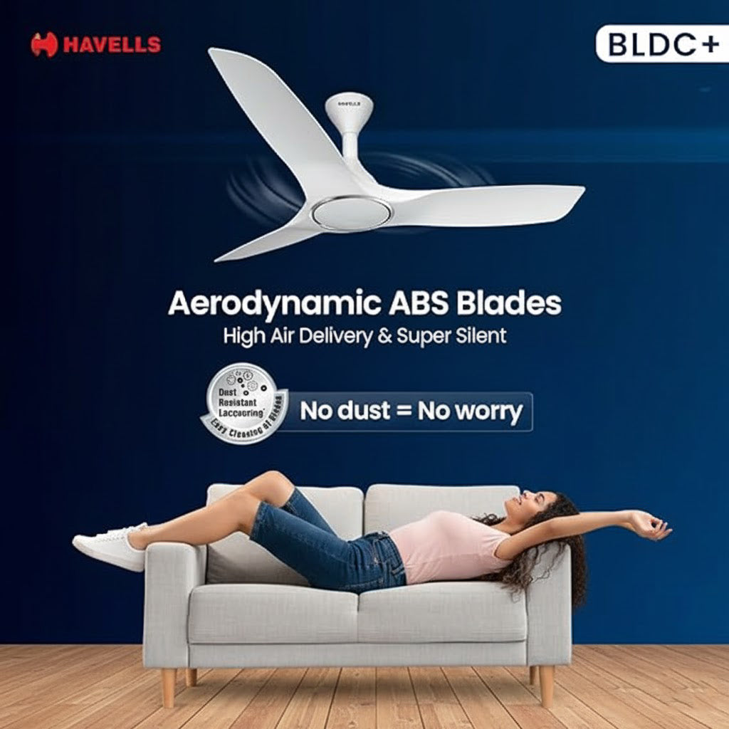 Havells 1200mm Stealth Air BLDC Ceiling Fan | Voice Controlled, Remote